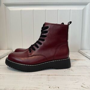 Madden Girl Kurtt Burgundy Lace-Up Ankle Boots Combat Boots Size 8